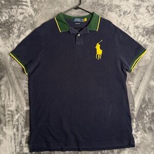 Polo Ralph Lauren Polo Shirt Mens XXL Navy Blue Big Pony Custom Slim Fit